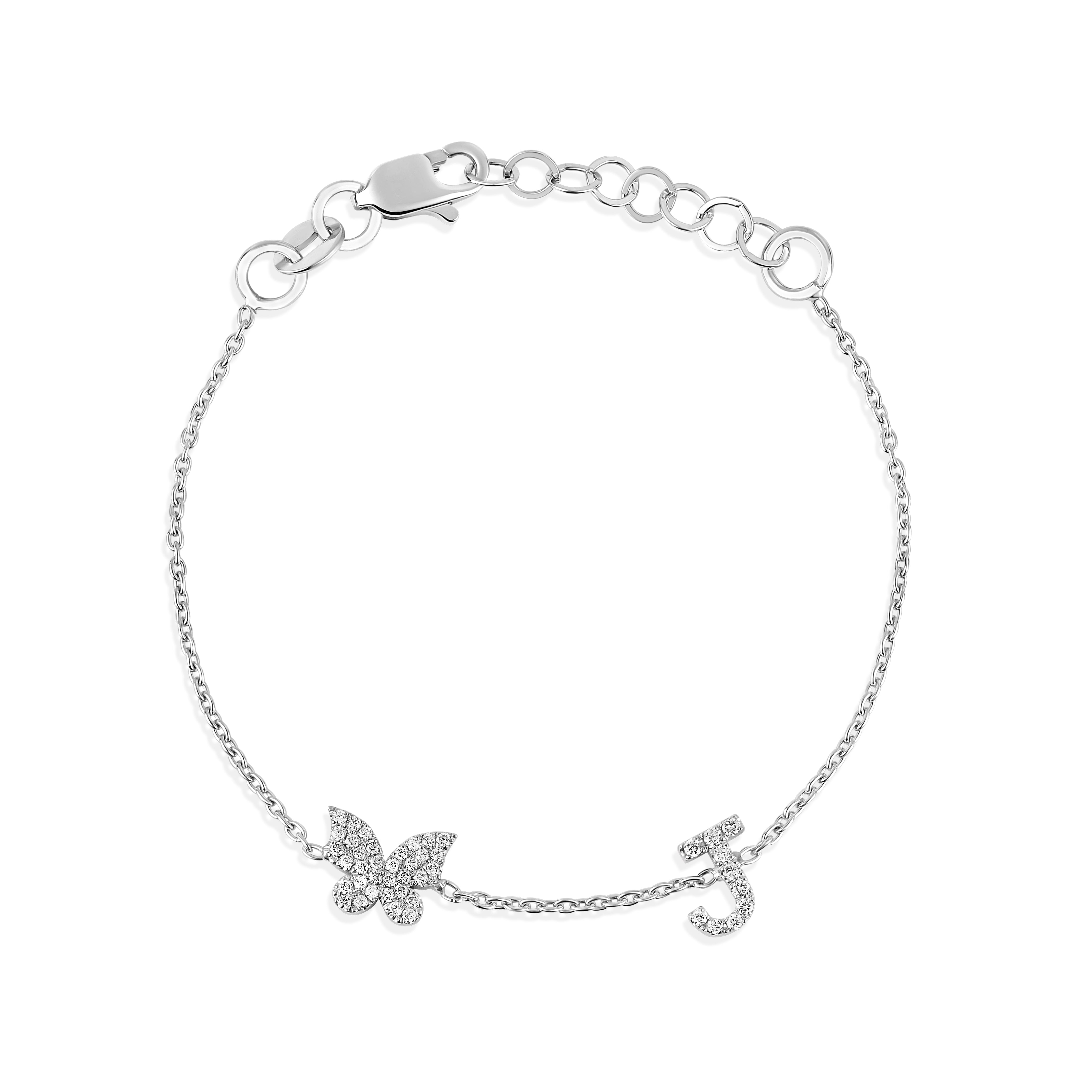 Butterfly Initial Diamond Bracelet