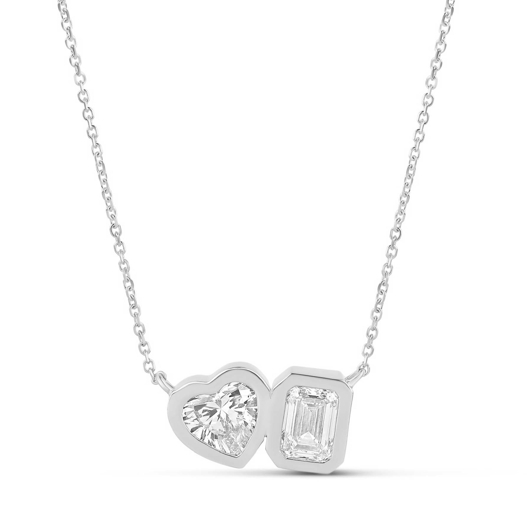 Bezel Set Toi-et-Moi Lab Diamond Necklace - IGI Certified
