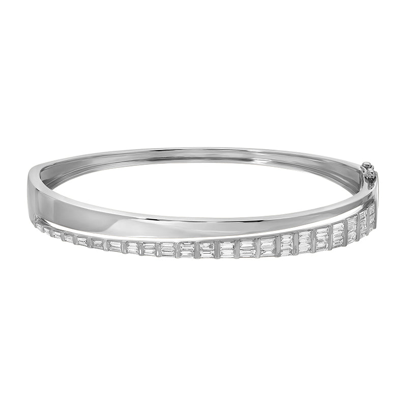 Half Baguettes Half Solid Split Bangle – 770 Fine Jewelry