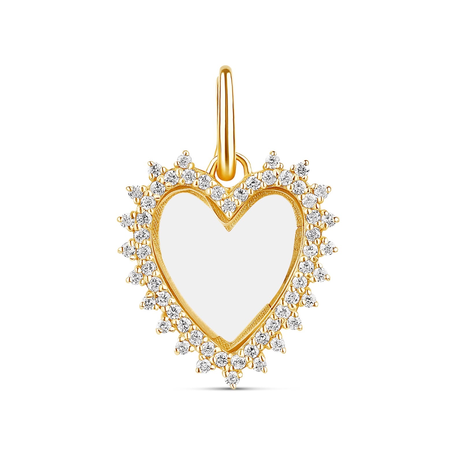 Diamond Mini Spike Heart Glass Charm Locket