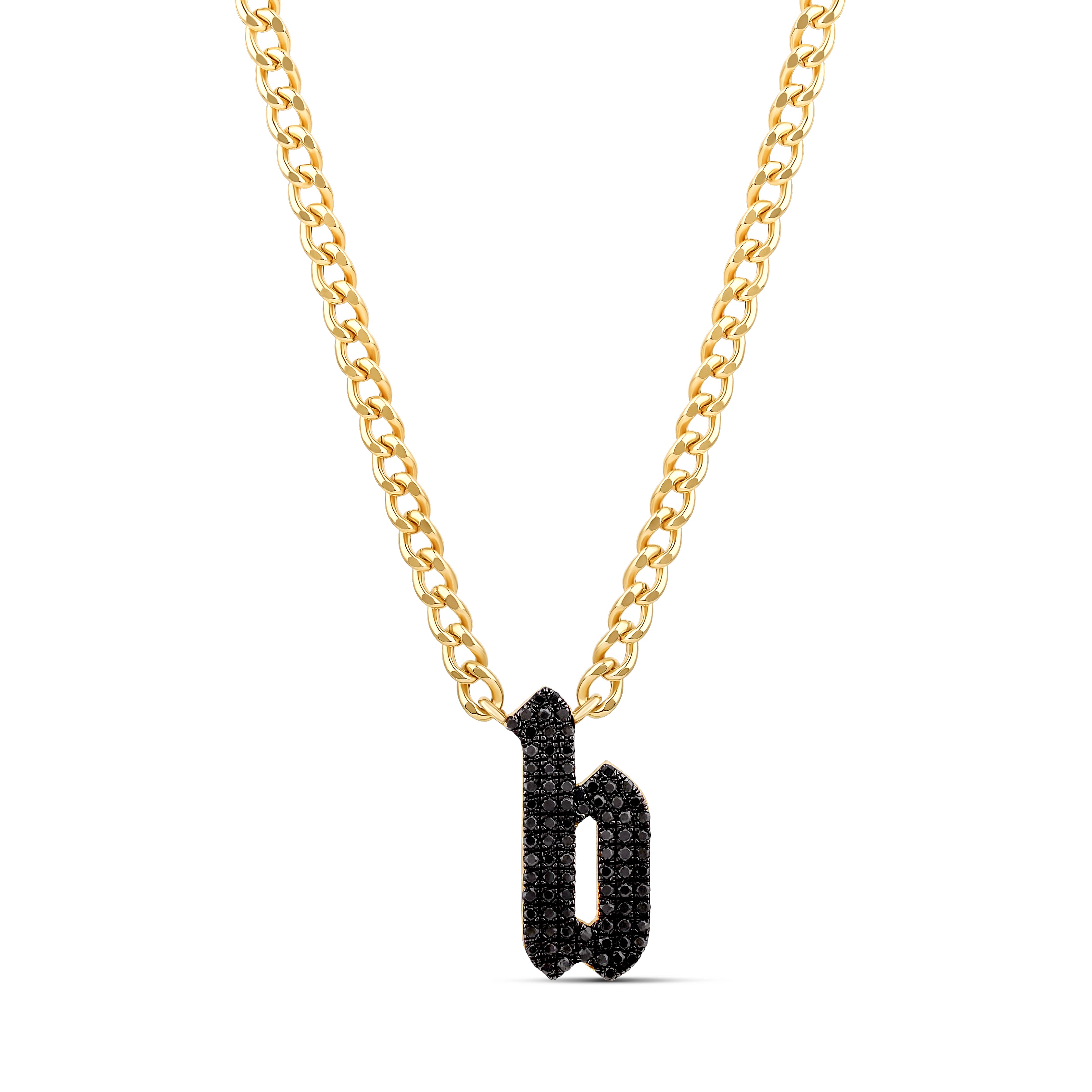 Pave Gothic Initial Cuban Link Necklace