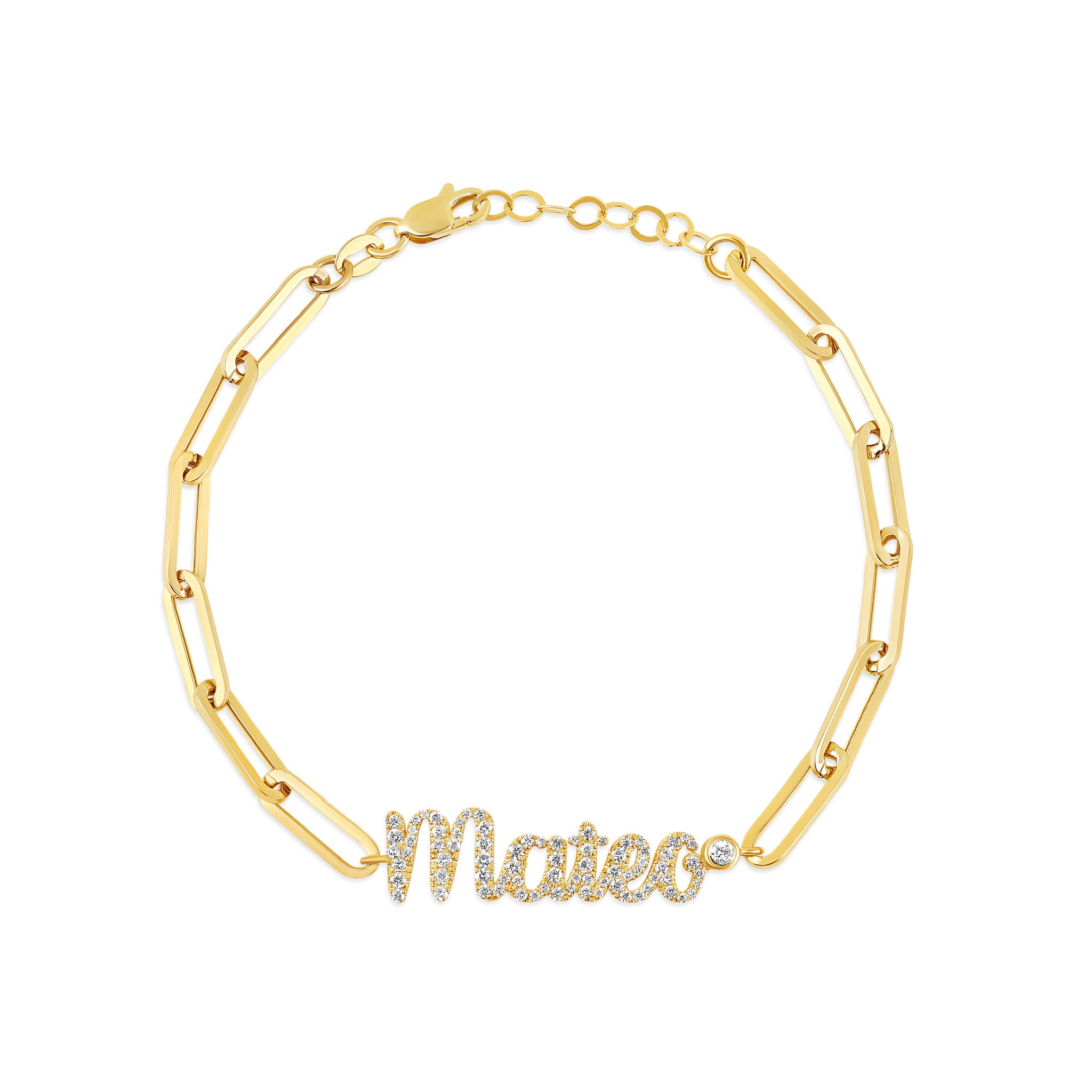 Custom Diamond Name on PaperClip Bracelet