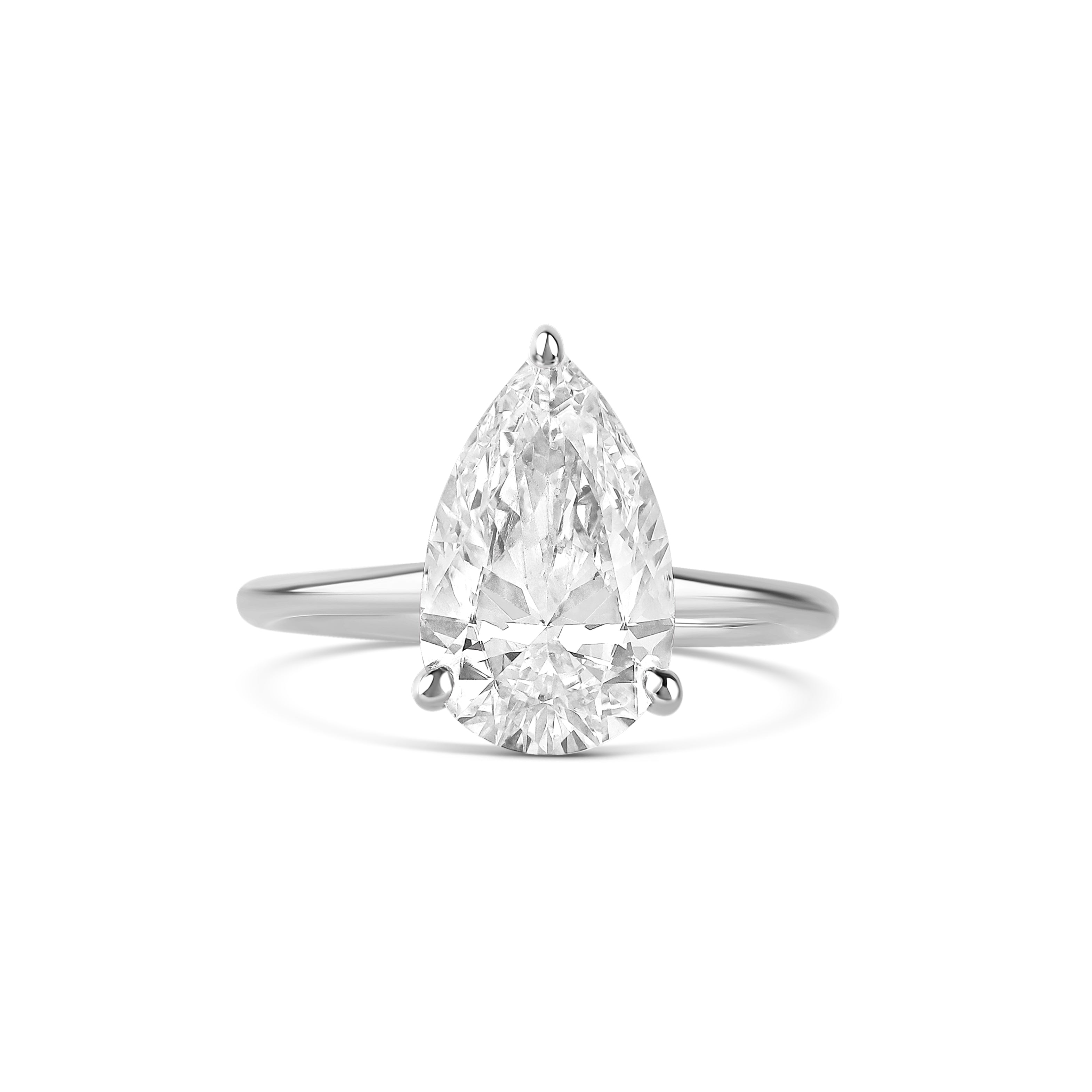 Pear Cut Lab Diamond on Thin Solid Band Ring - IGI Certified