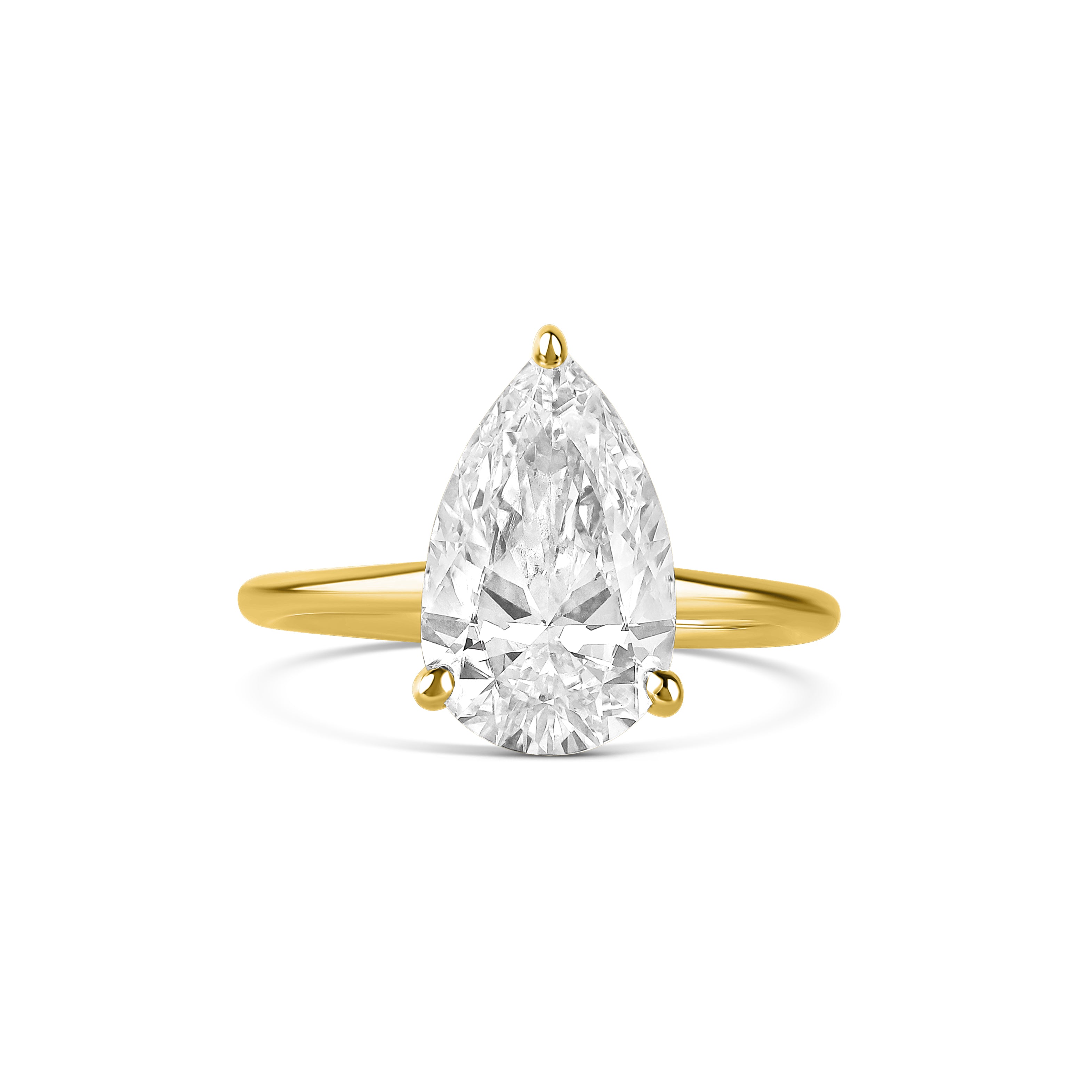 Pear Cut Lab Diamond on Thin Solid Band Ring - IGI Certified