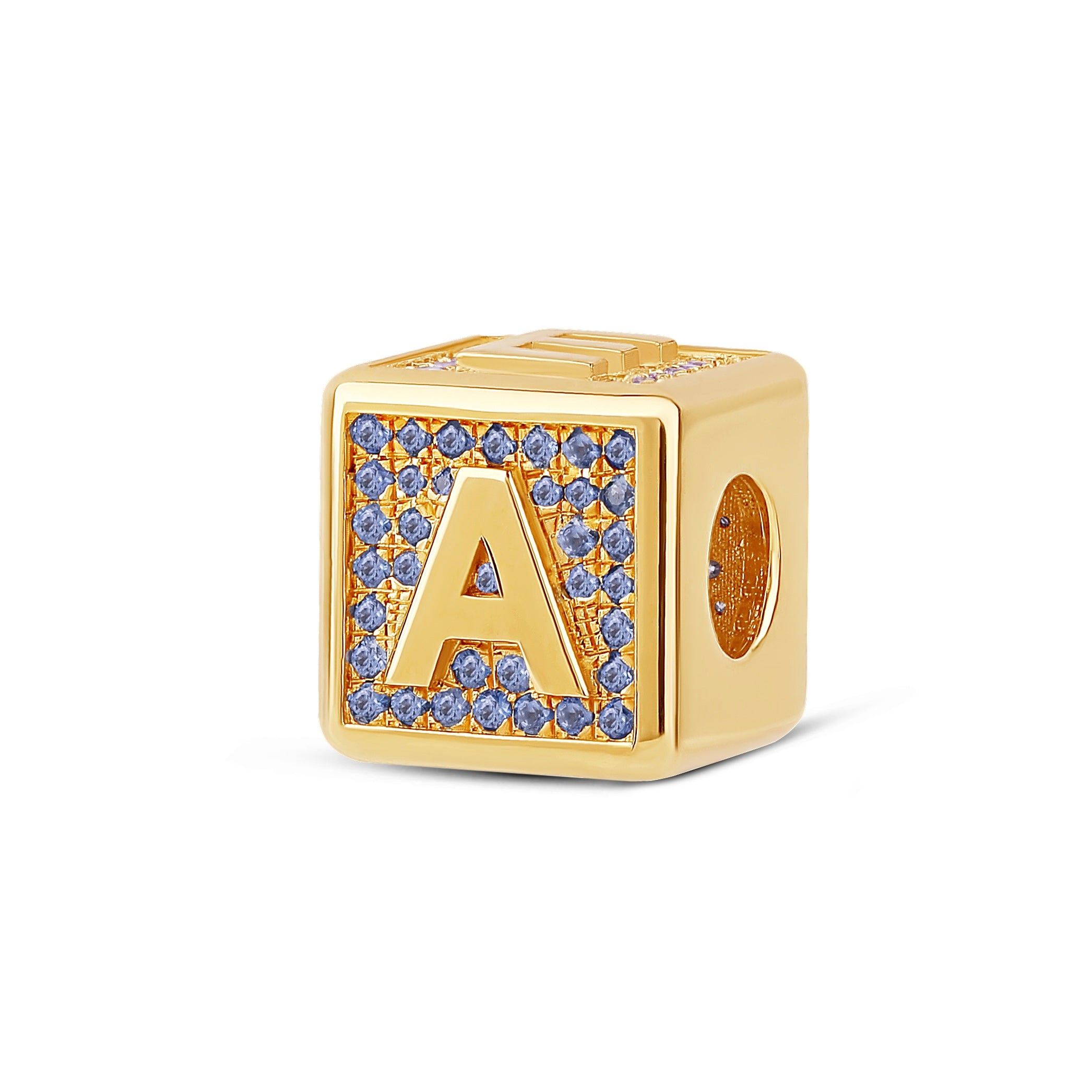 Pave Face Alphabet Block Charm