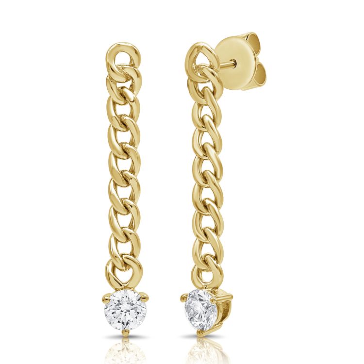 Cuban Chain Diamond Drop Earrings - Sample