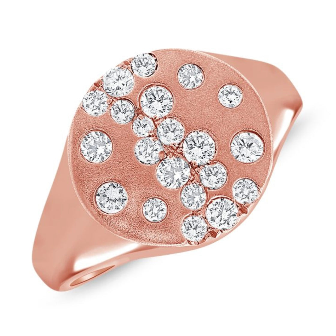 Scattered Round Diamond Confetti Signet Ring