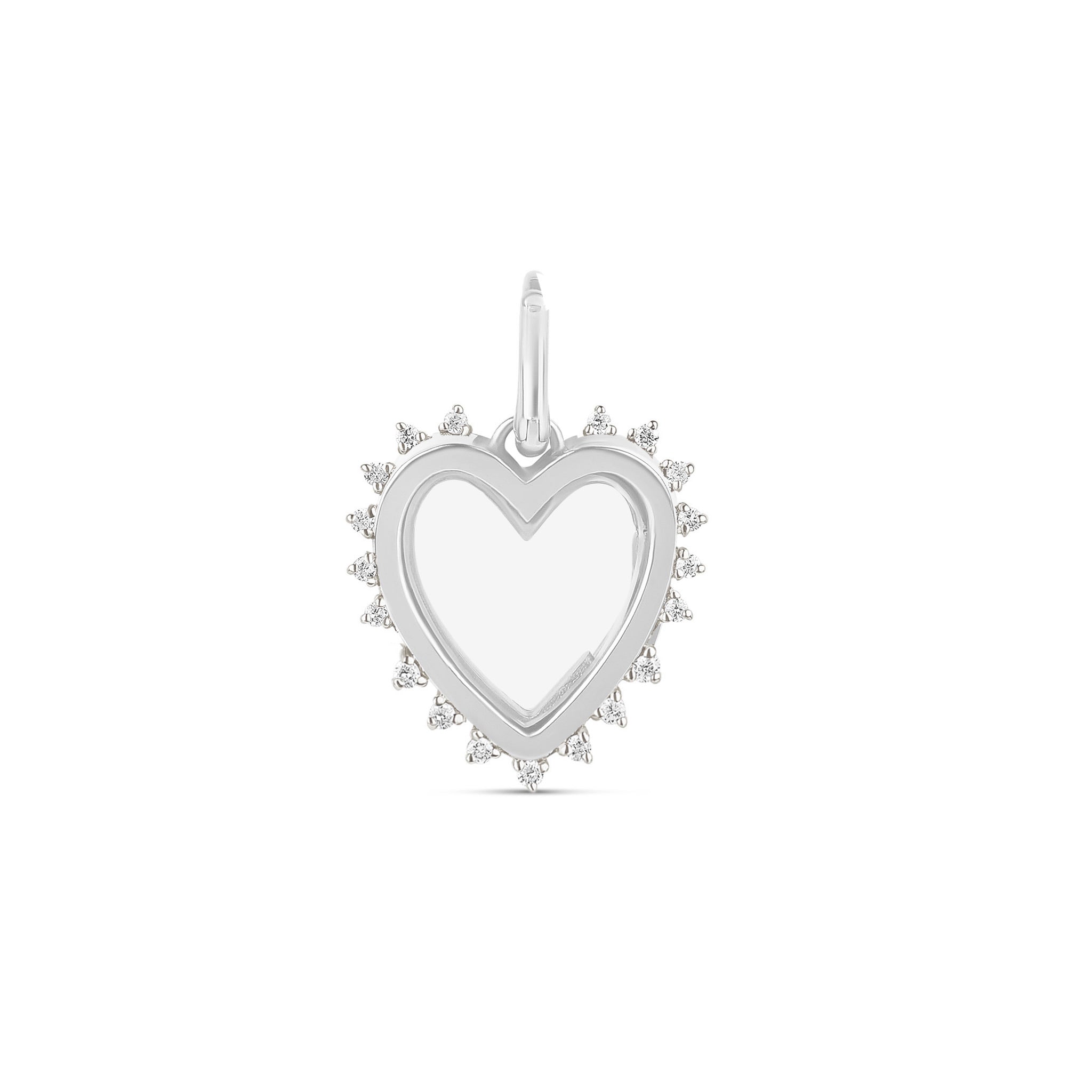 Diamond Solid Mini Spike Heart Glass Charm Locket