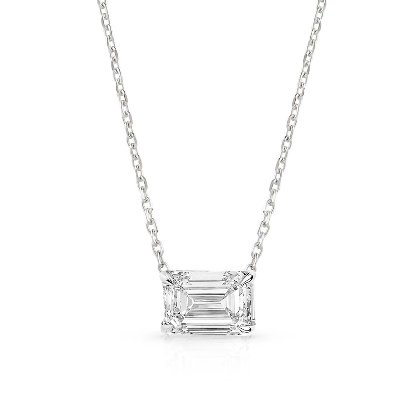 1ct Lab Diamond Emerald Cut Solitaire Necklace