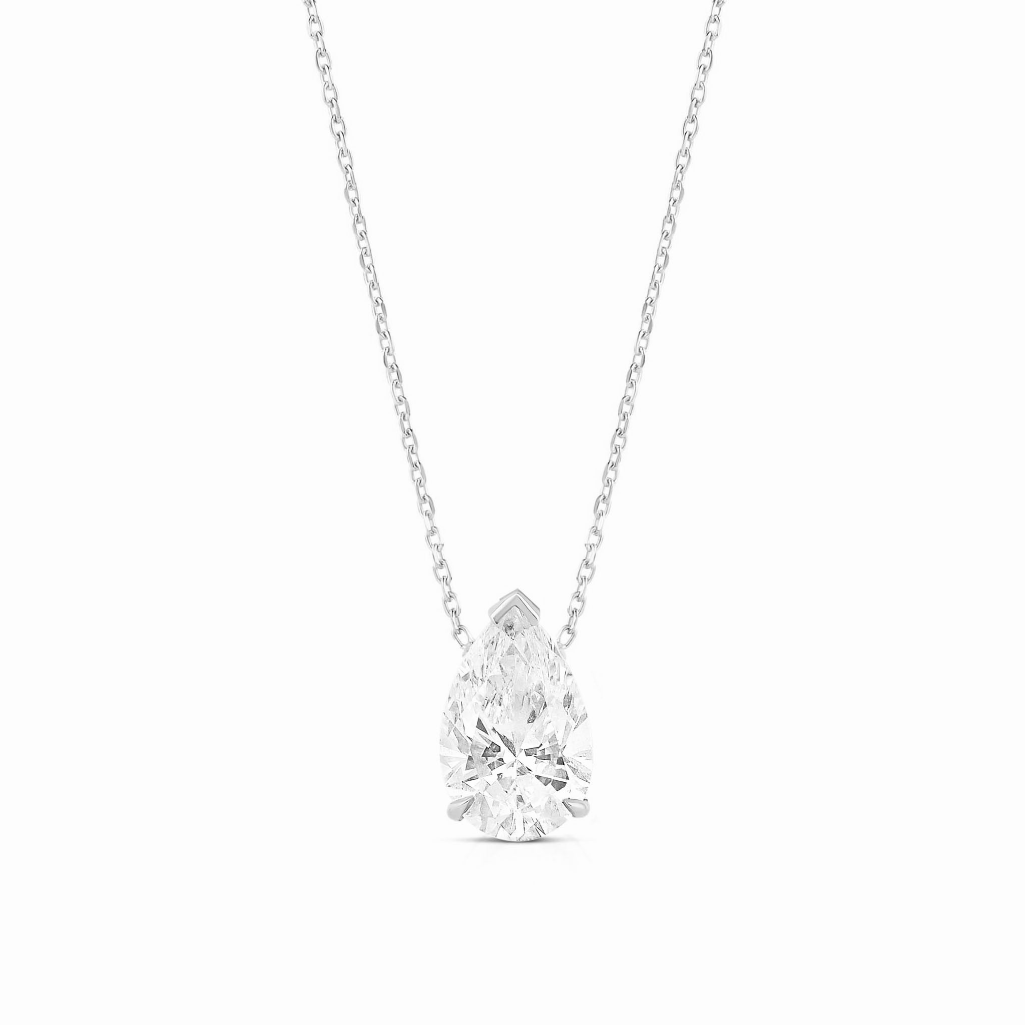 1ct Lab Diamond Pear Cut Solitaire Necklace