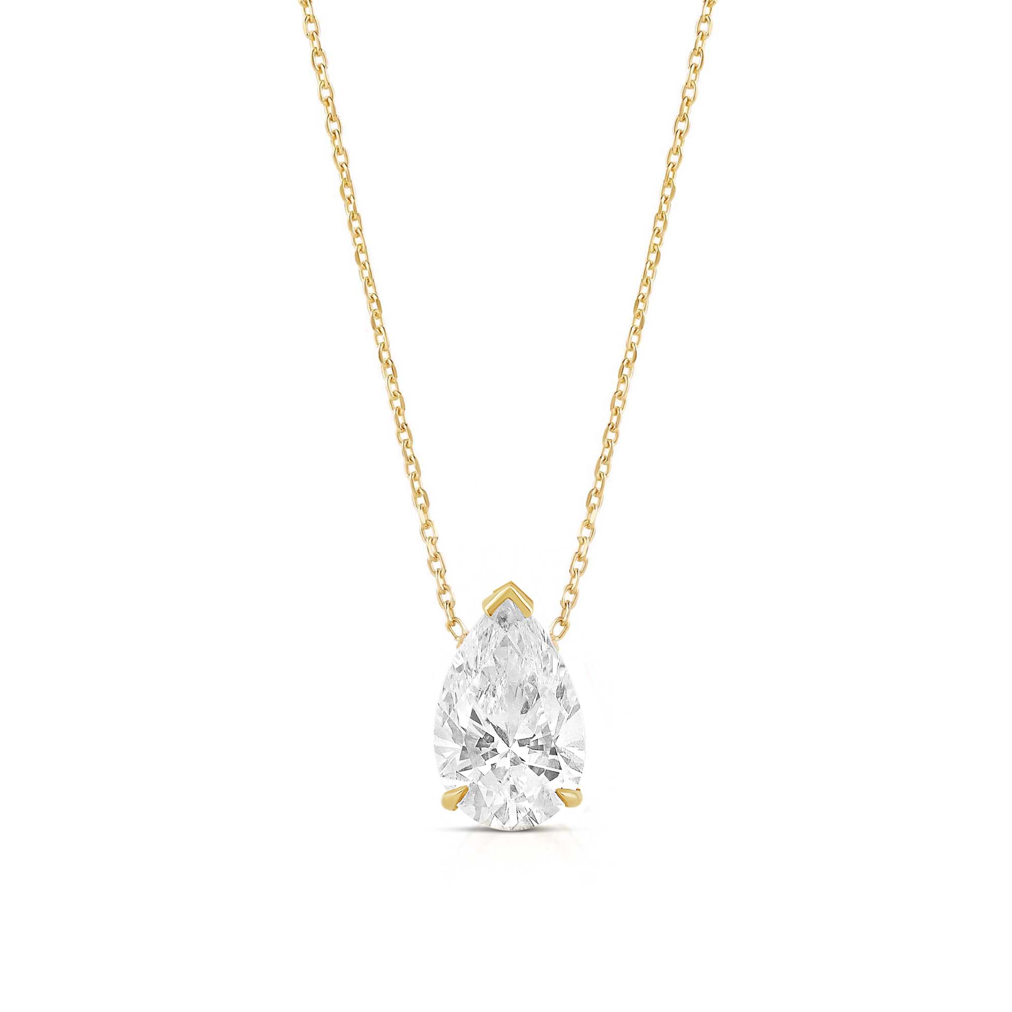 1ct Lab Diamond Pear Cut Solitaire Necklace