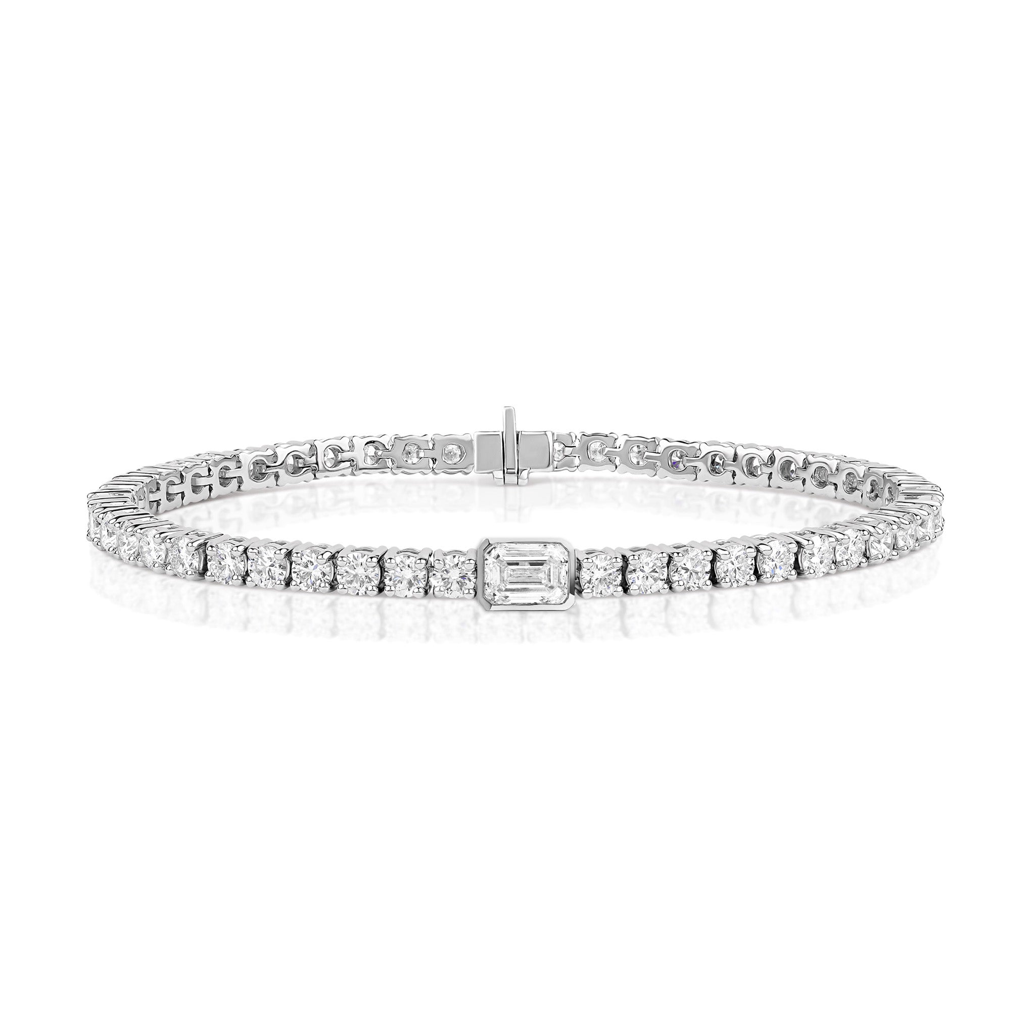 Emerald Bezel Lab Diamond Tennis Bracelet