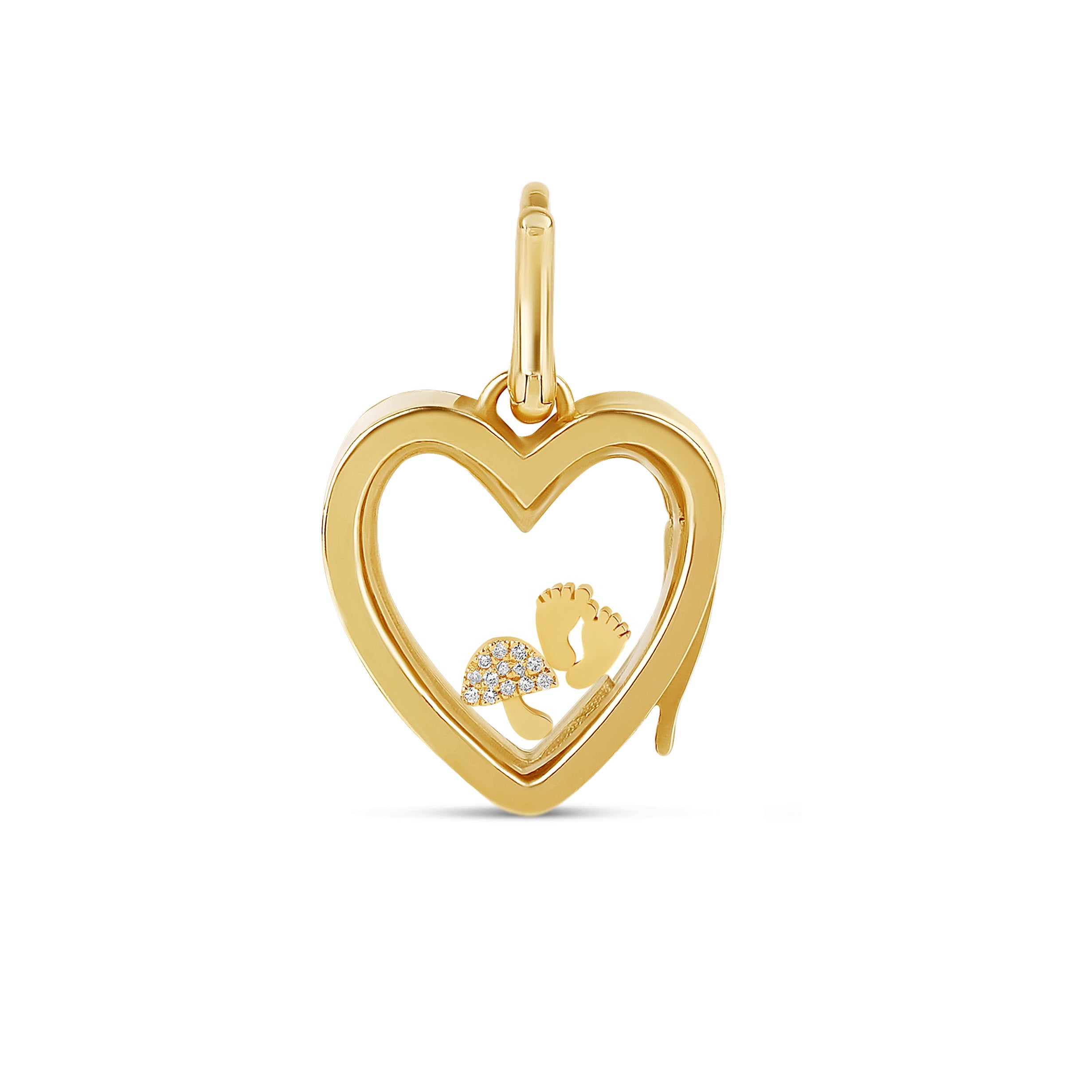 14k Solid Mini Heart Glass Charm Locket