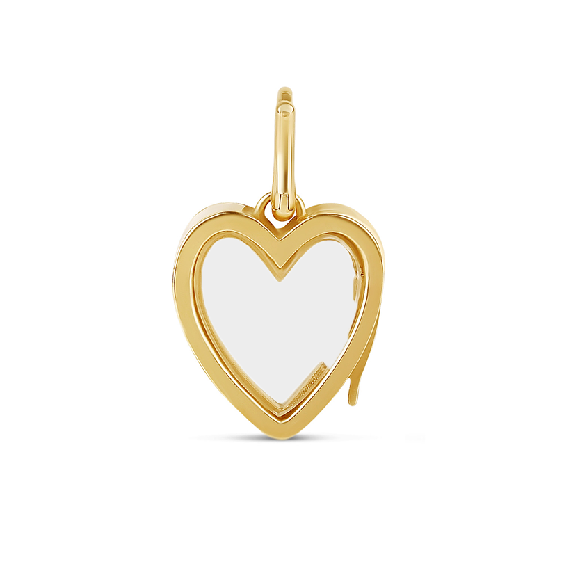 14k Solid Mini Heart Glass Charm Locket