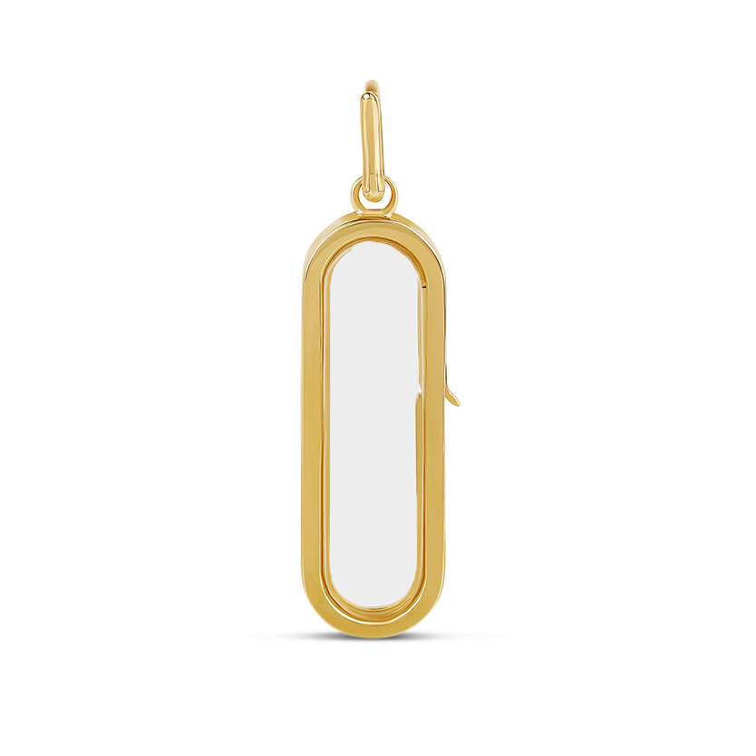 14k Solid Gold Oval Glass Charm Locket