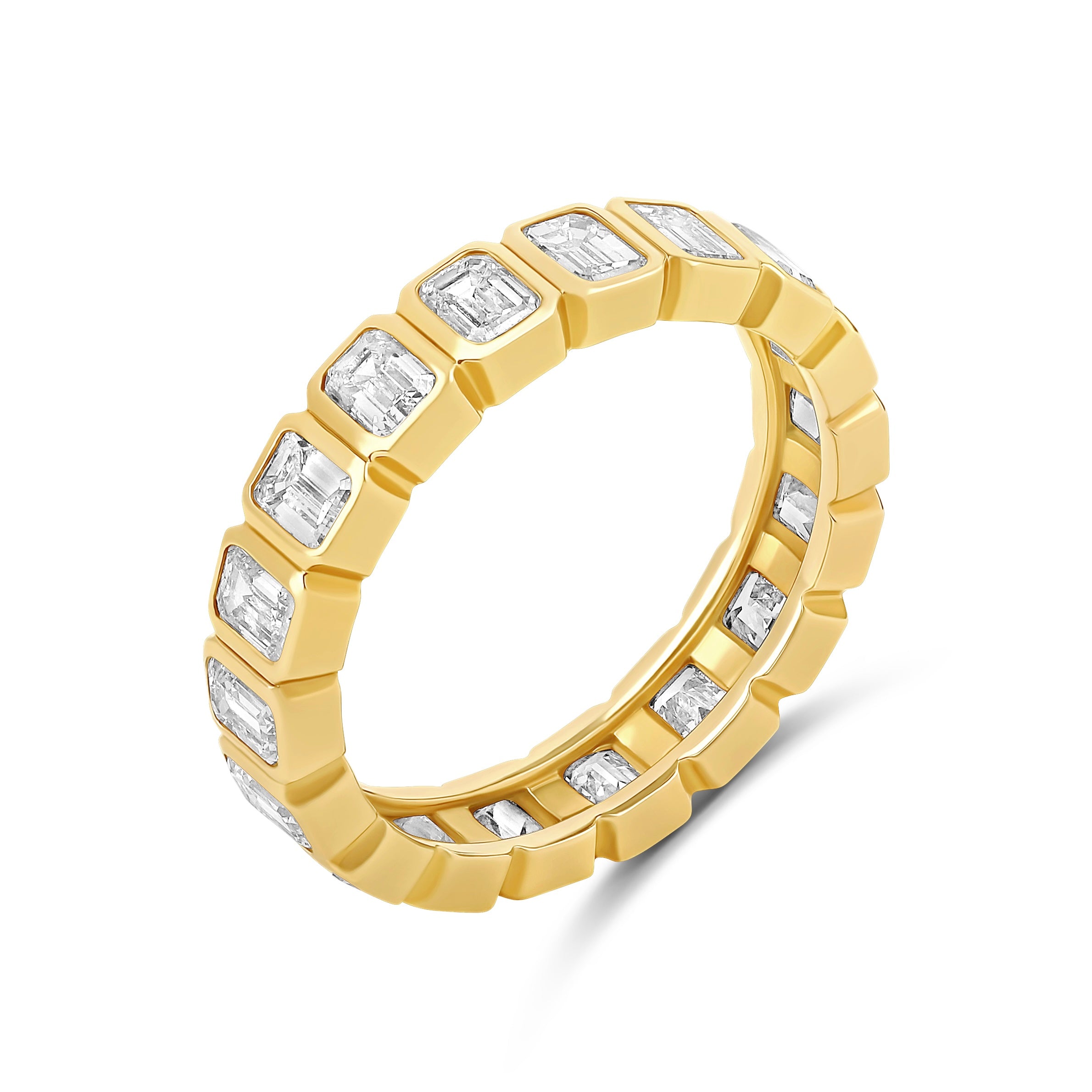 Emerald Cut Lab Diamond Bezel Eternity Band