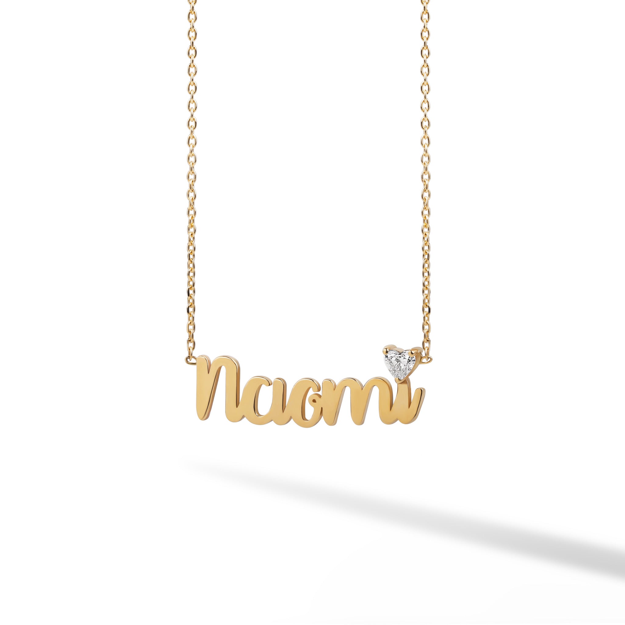 Single Name Necklace with Floating Heart