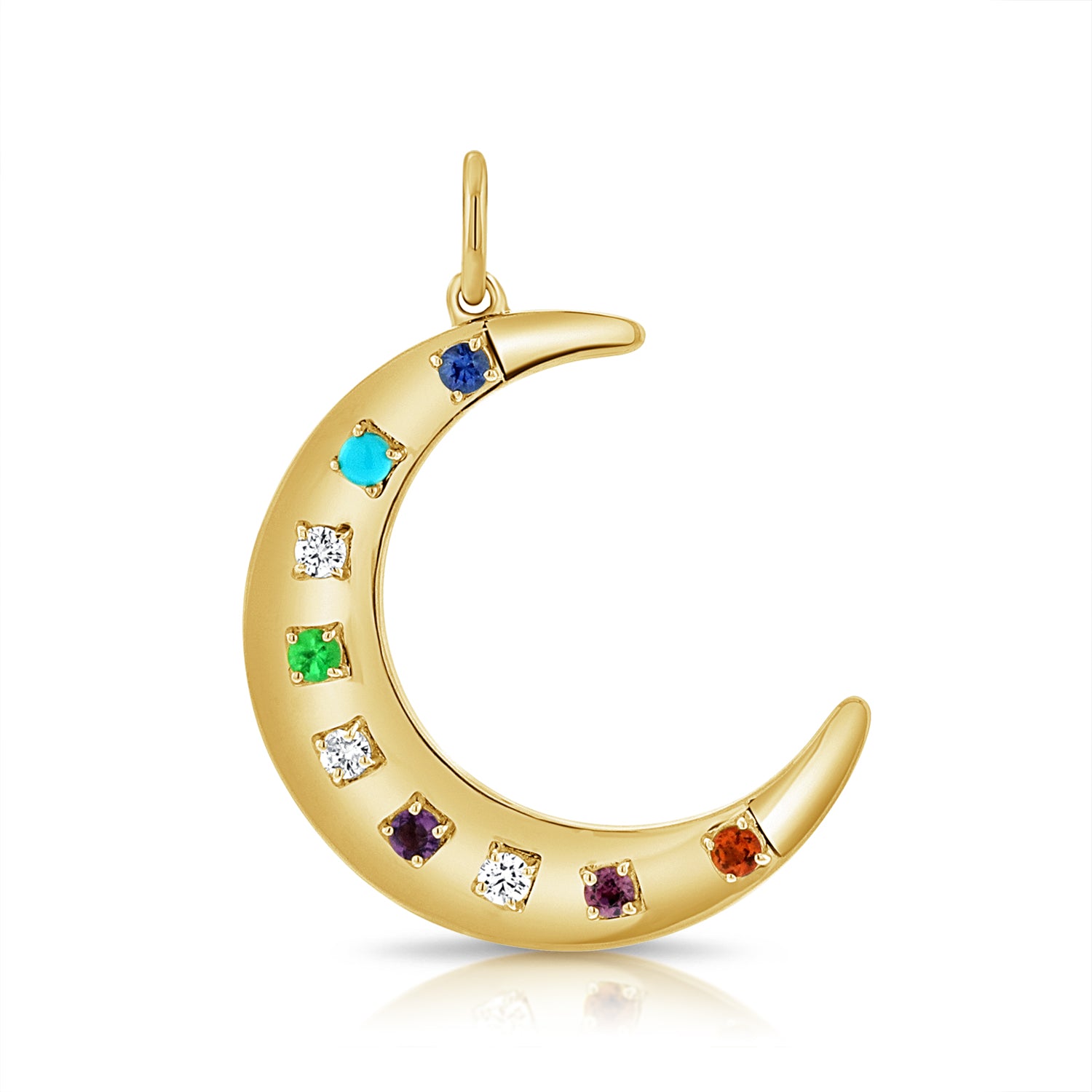 Diamond and Gemstone Moon Charm