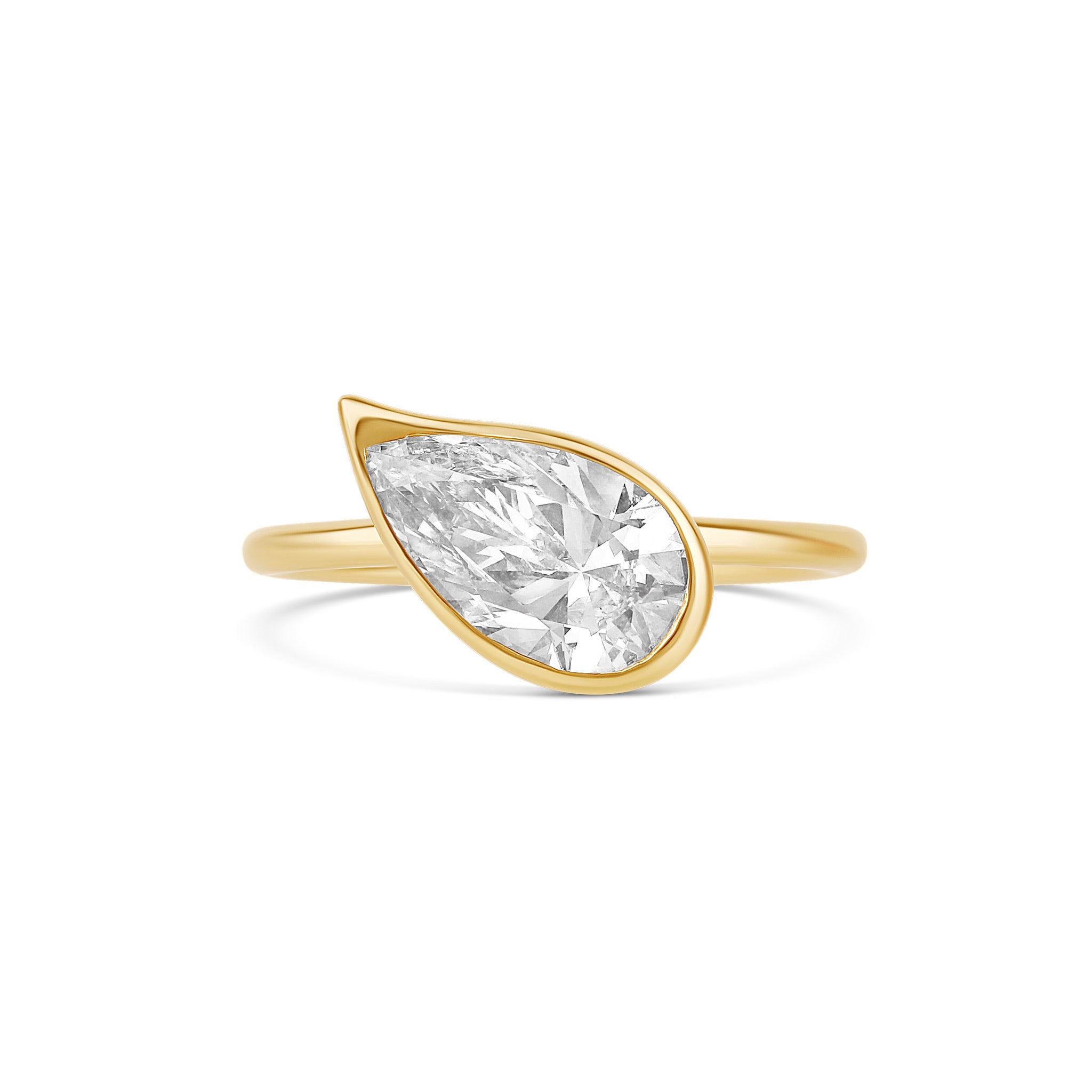 Pear Bezel Cut Lab Diamond Signet Ring