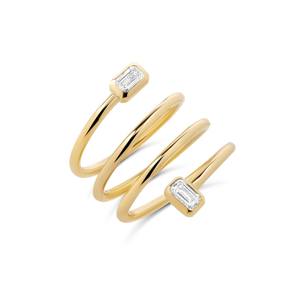 14K White Gold Diamond Spiral Ring
