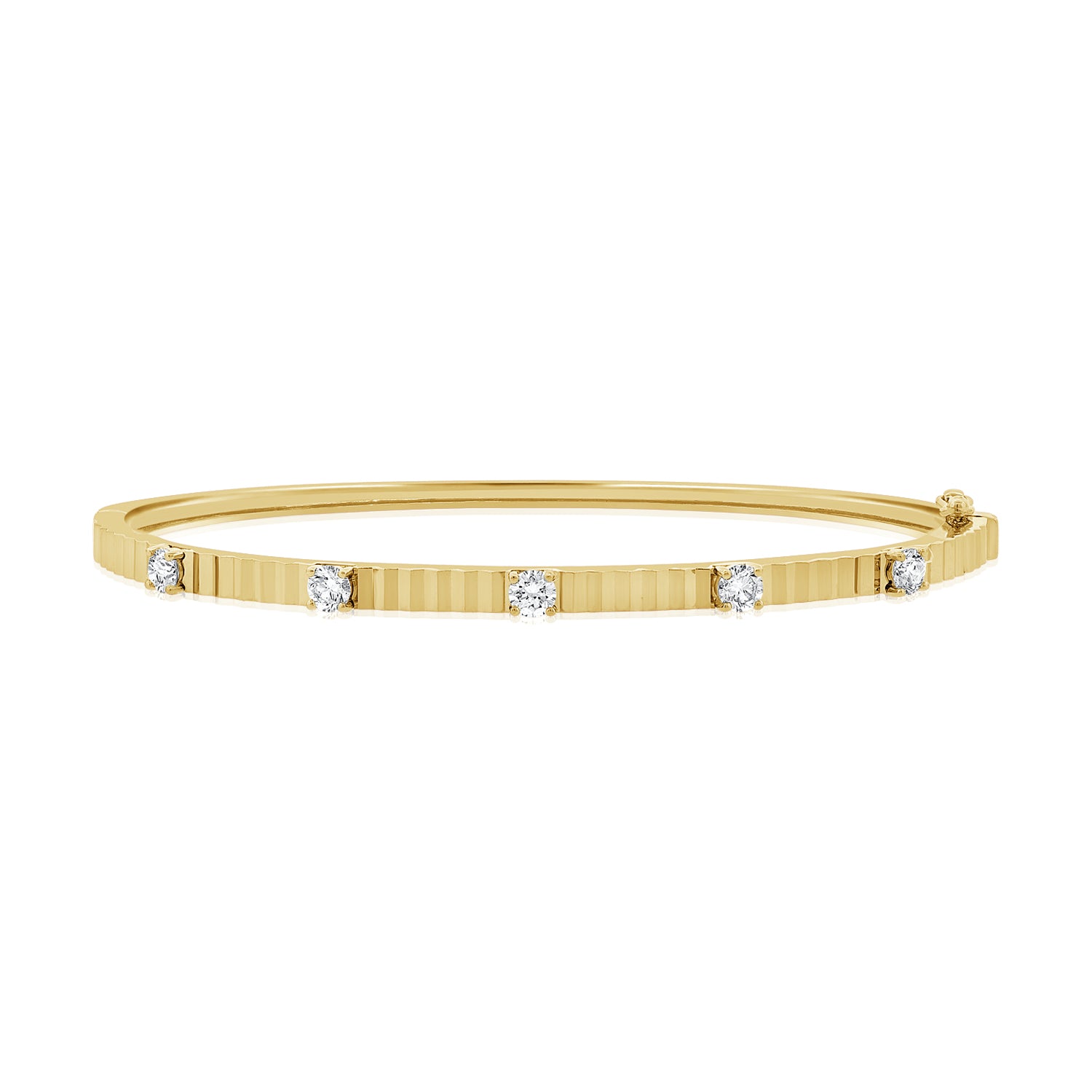 Thin Fluted Bangle with Segment Diamonds