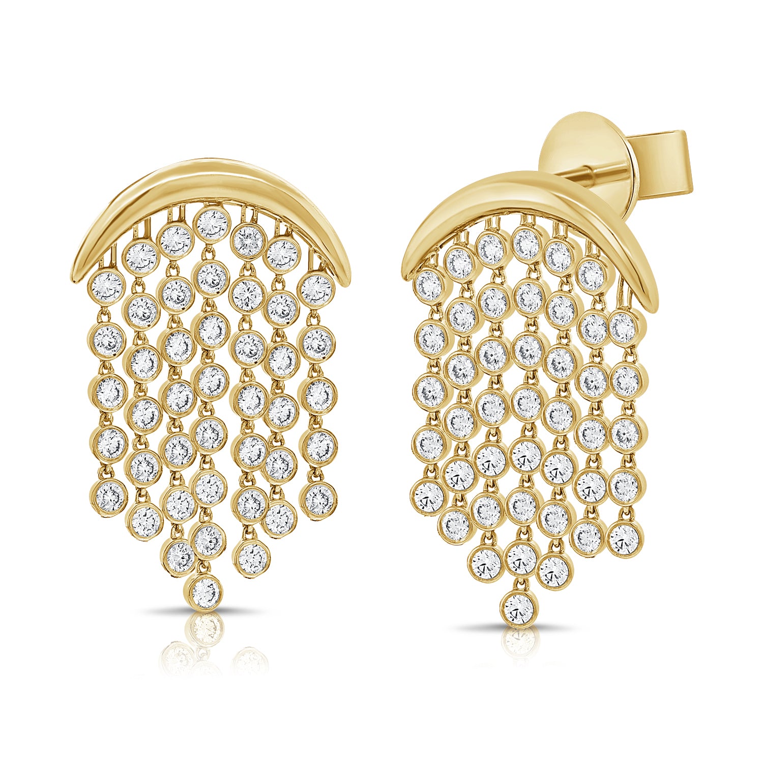 Bezel Half-Moon Cascade Earrings