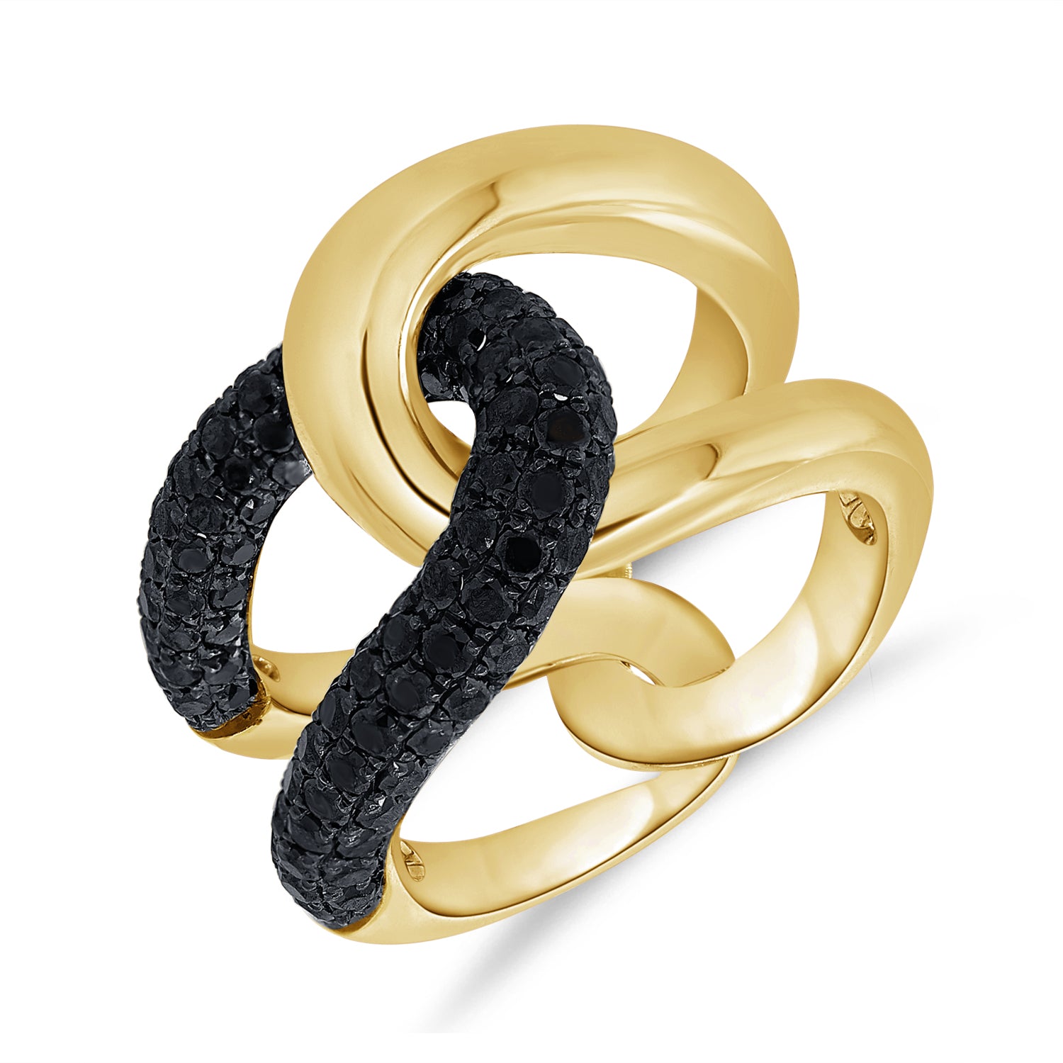 Gold and Black Diamond Intertwine Ring