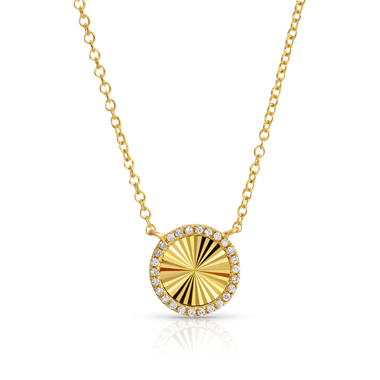 Fluted Diamond Disc Necklace - Sample