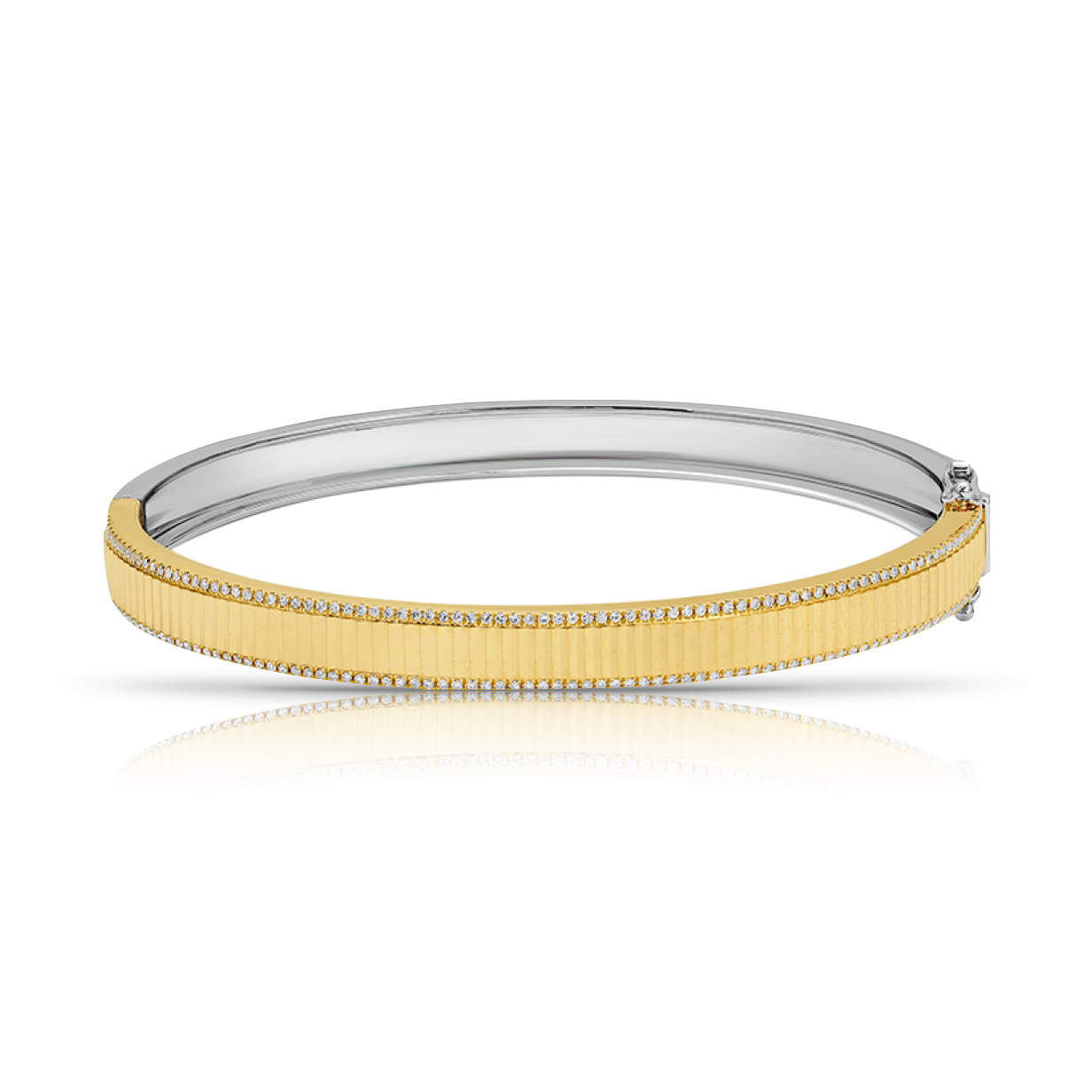 Double Sided Two-Tone Diamond Fluted Border Bangle