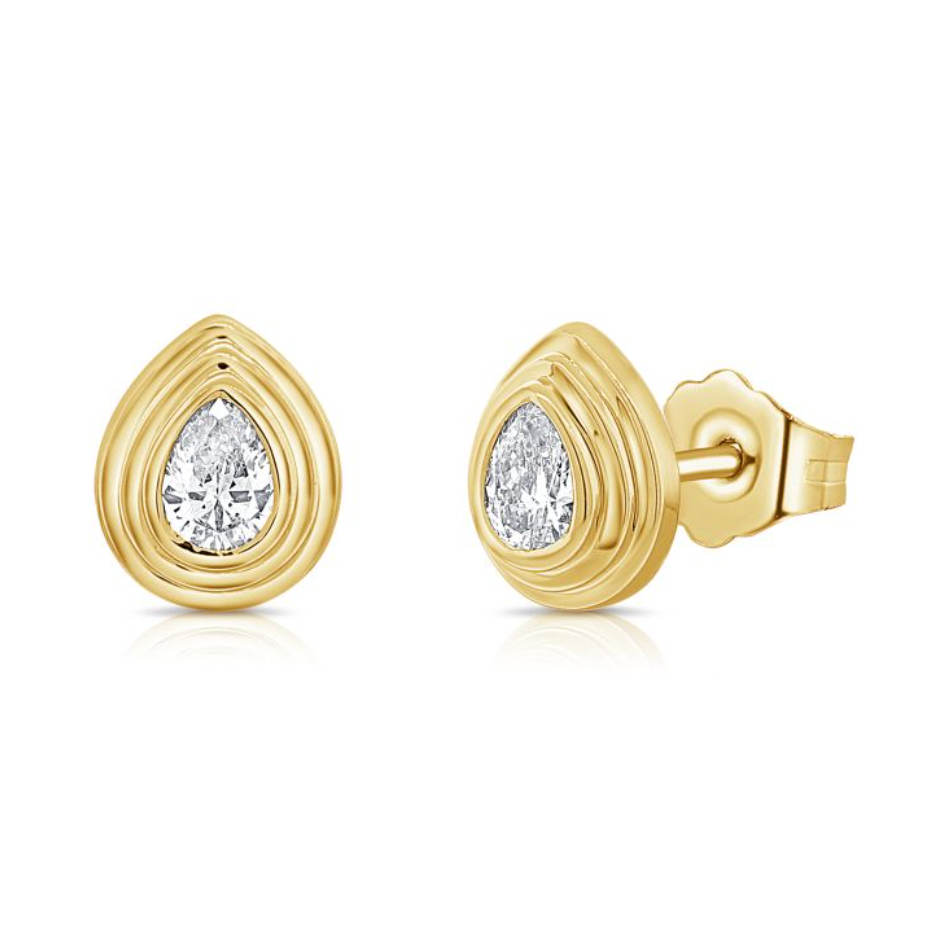 Pear Fluted Diamond Studs