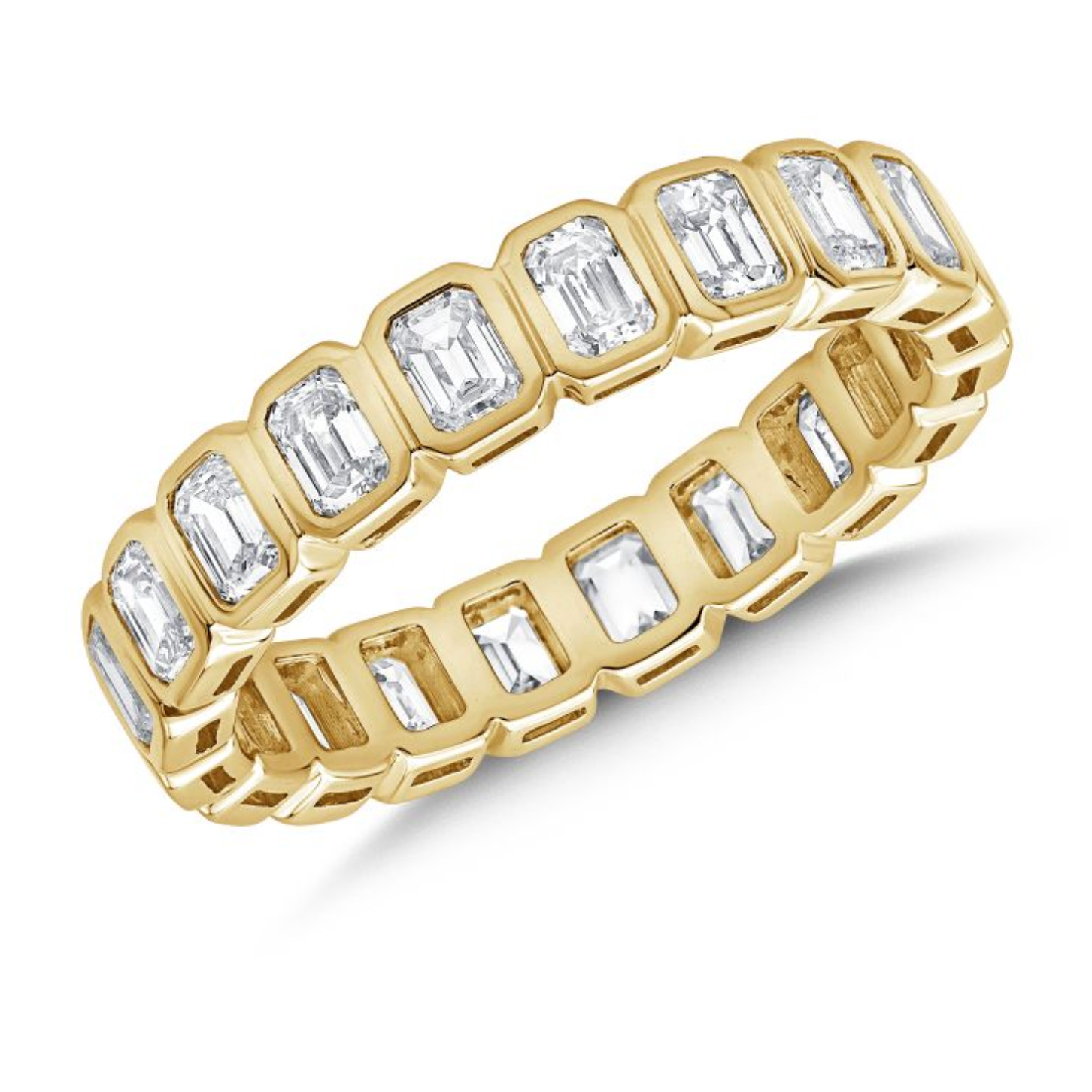 Emerald Cut Diamond Bezel Eternity Band - Sample