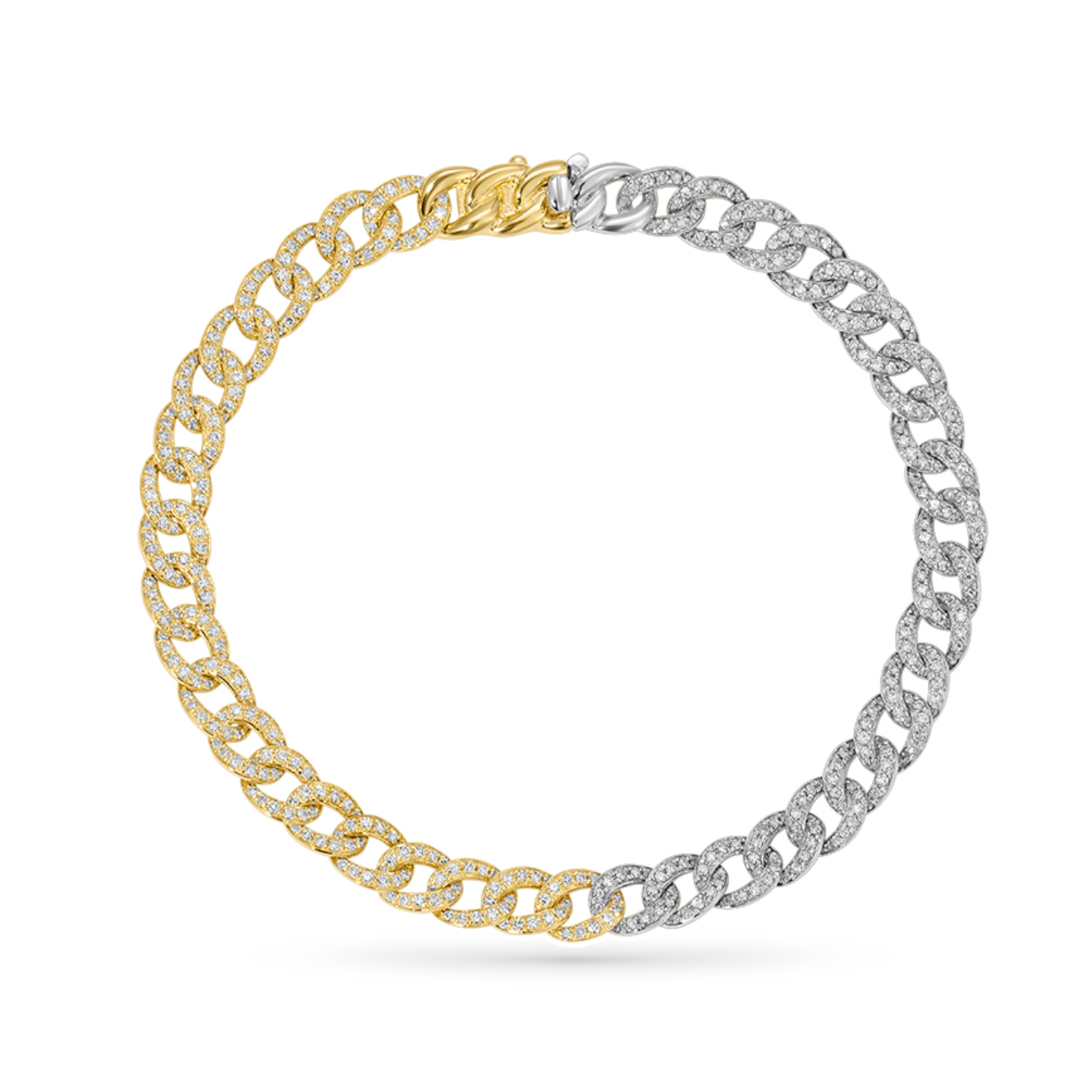 Pave Diamond Two Tone Bracelet