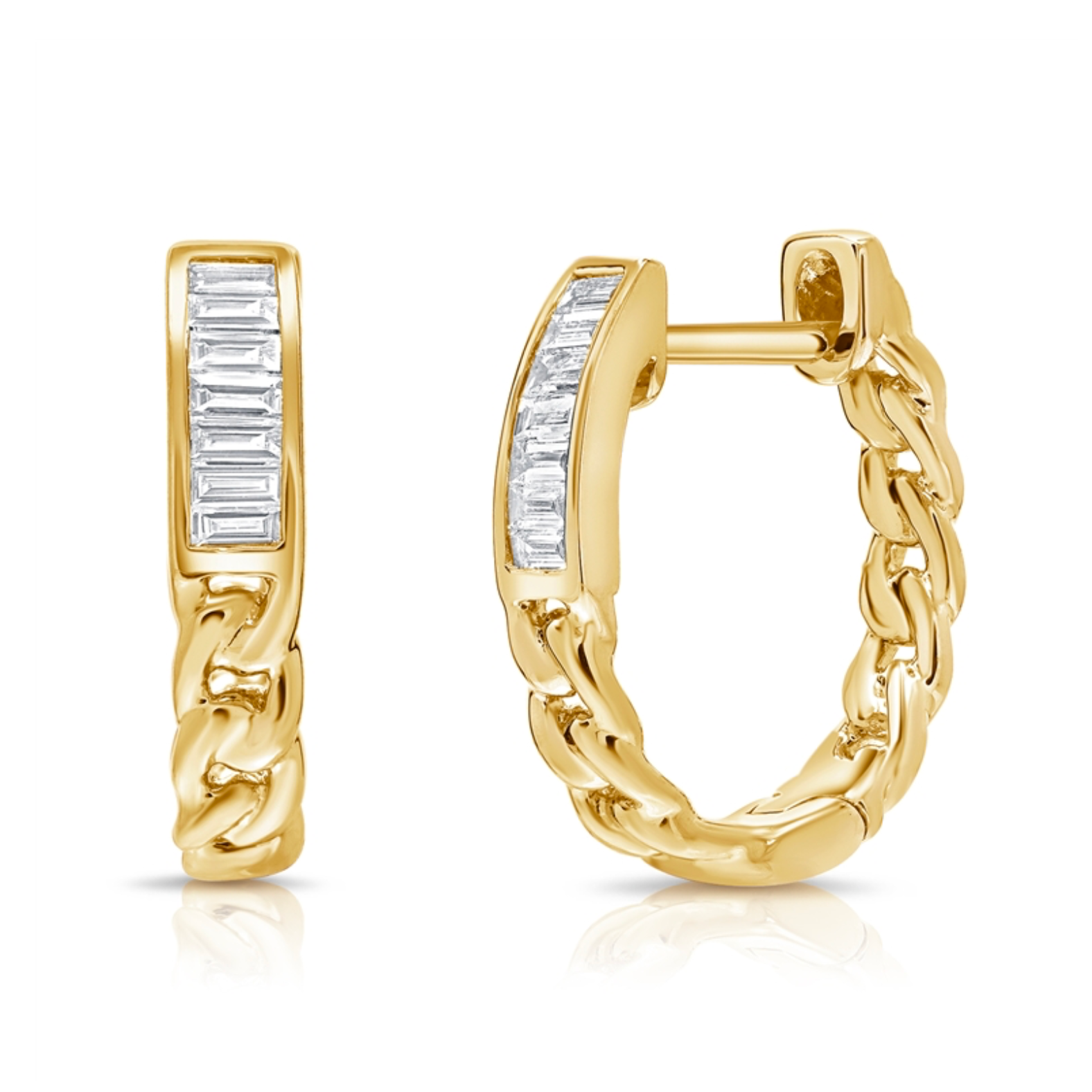 Cuban Baguette Diamond Hoops - Sample