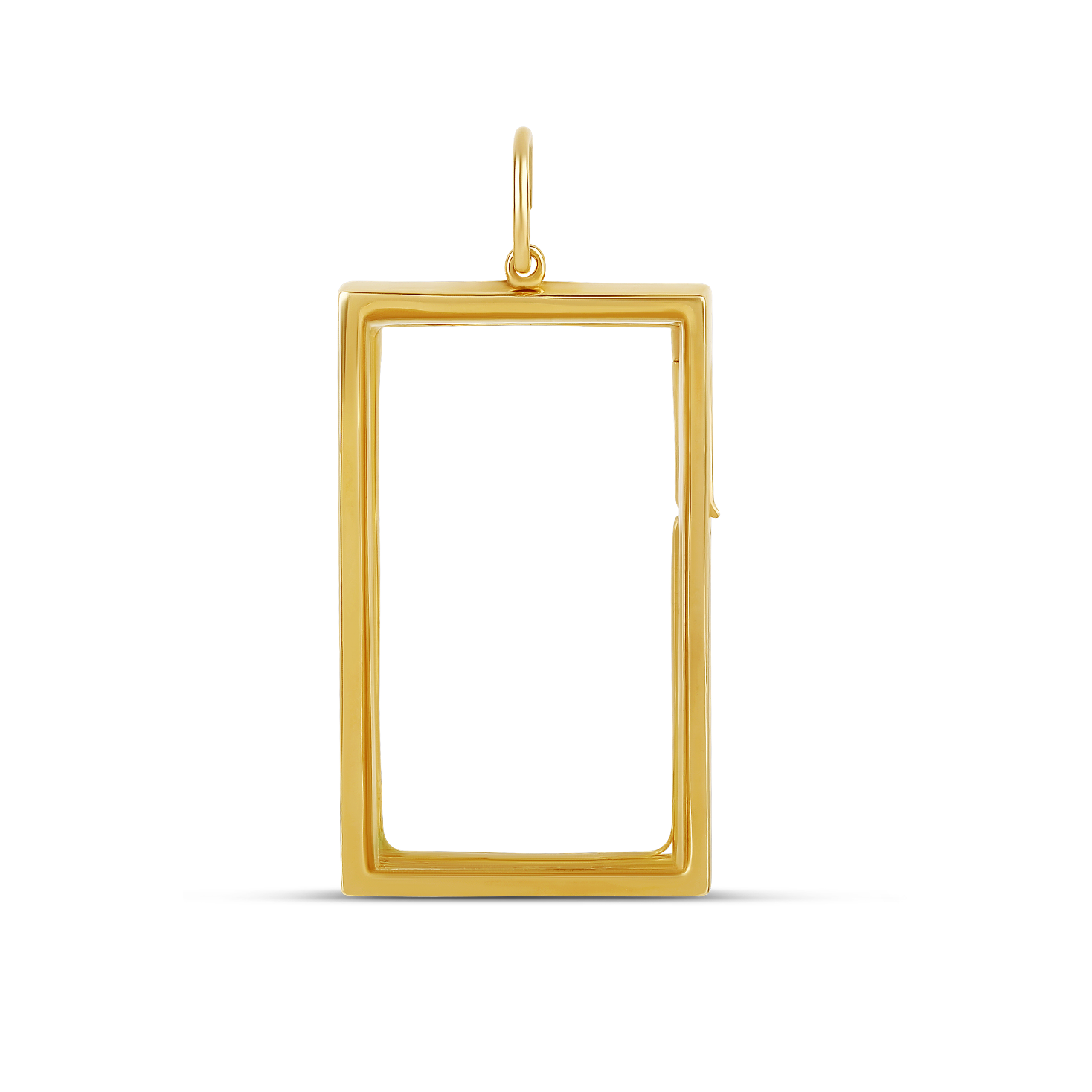 14k Solid Rectangle Gold Glass Charm Locket