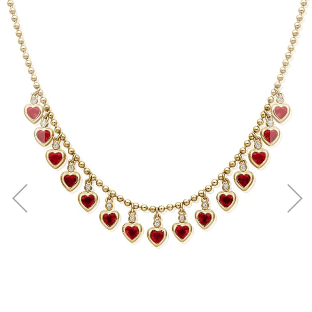 Ruby and Diamond Ball Chain Necklace