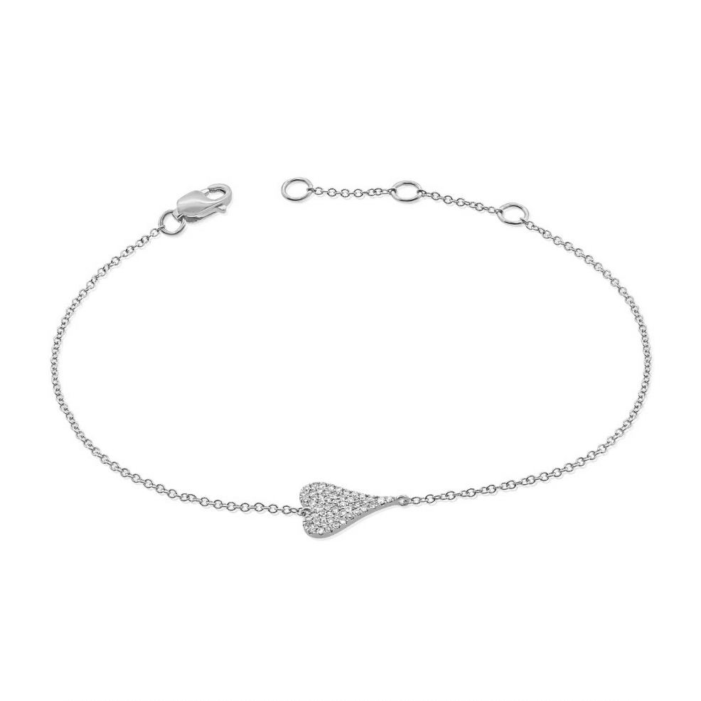 Small Elongated Pave Heart Bracelet - Sample