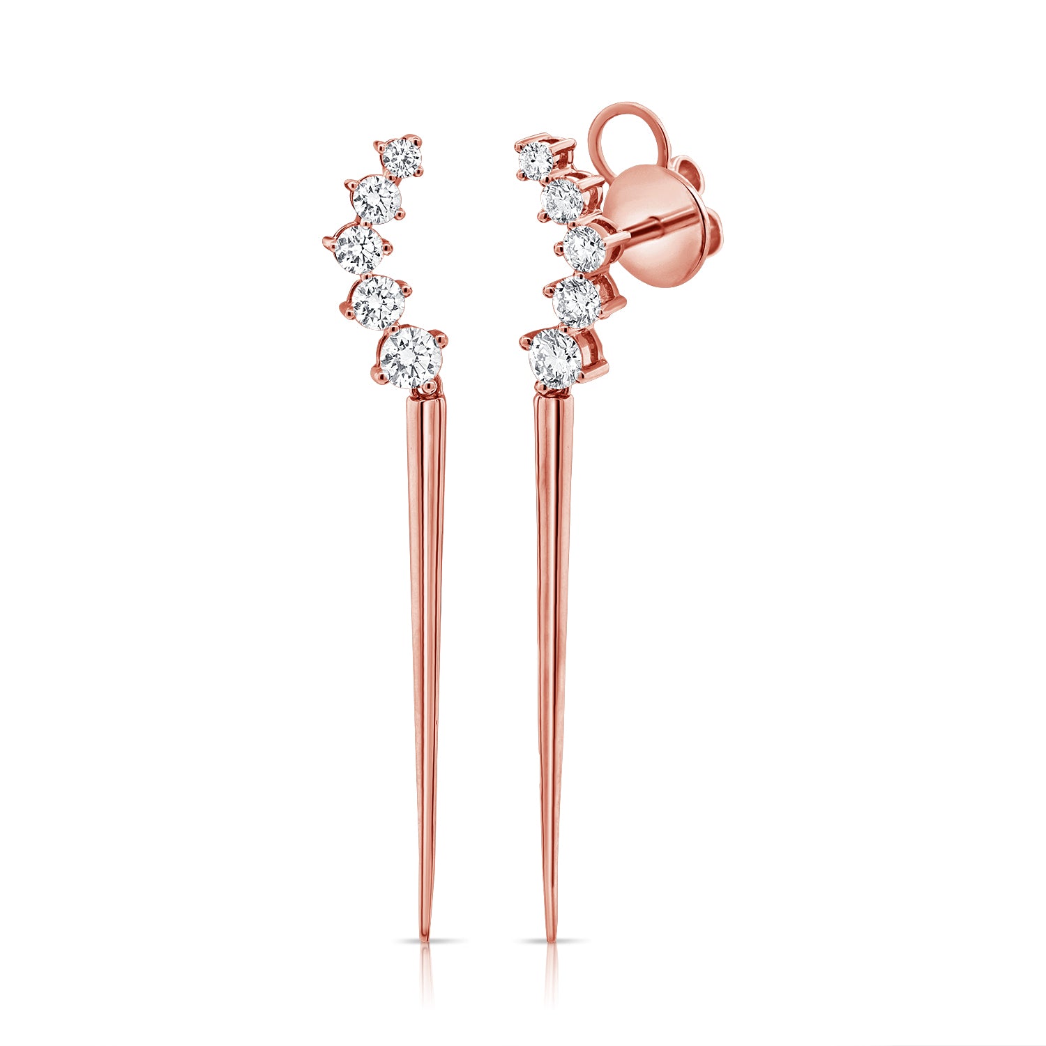 Graduated Diamond Crawler + Spike Drop Earrings