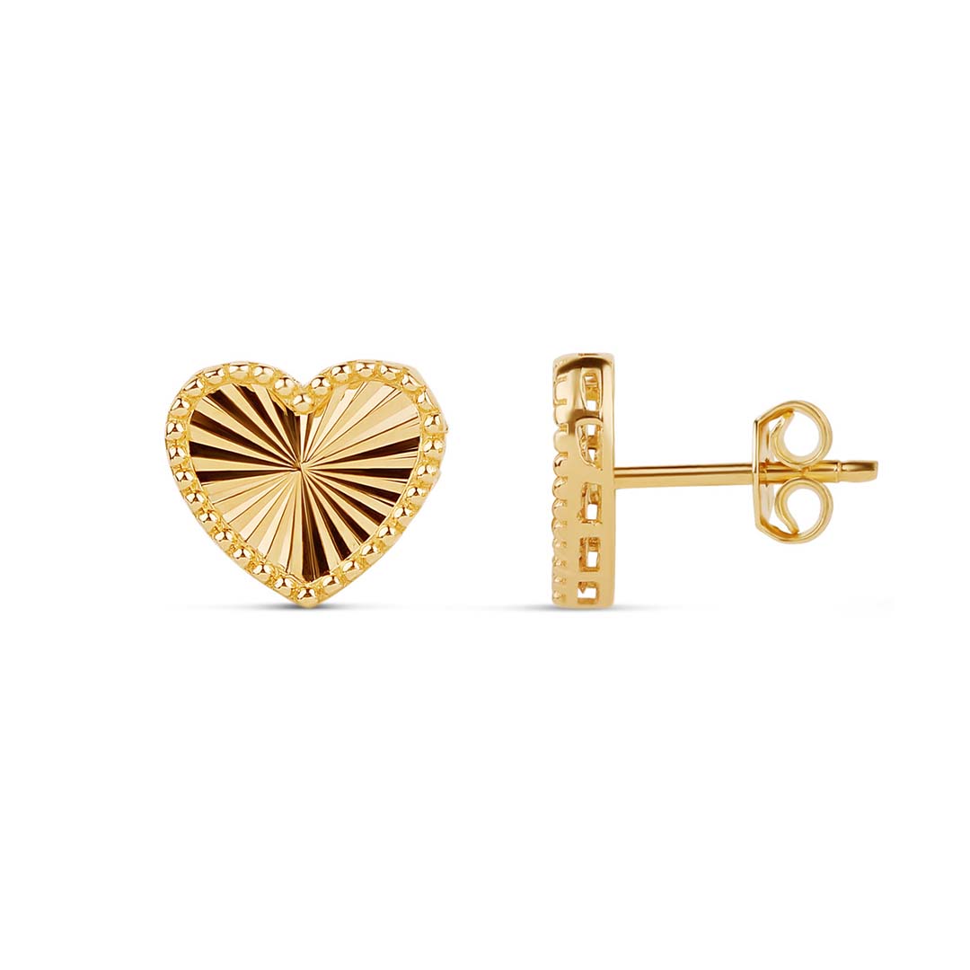 Fluted Heart Studs