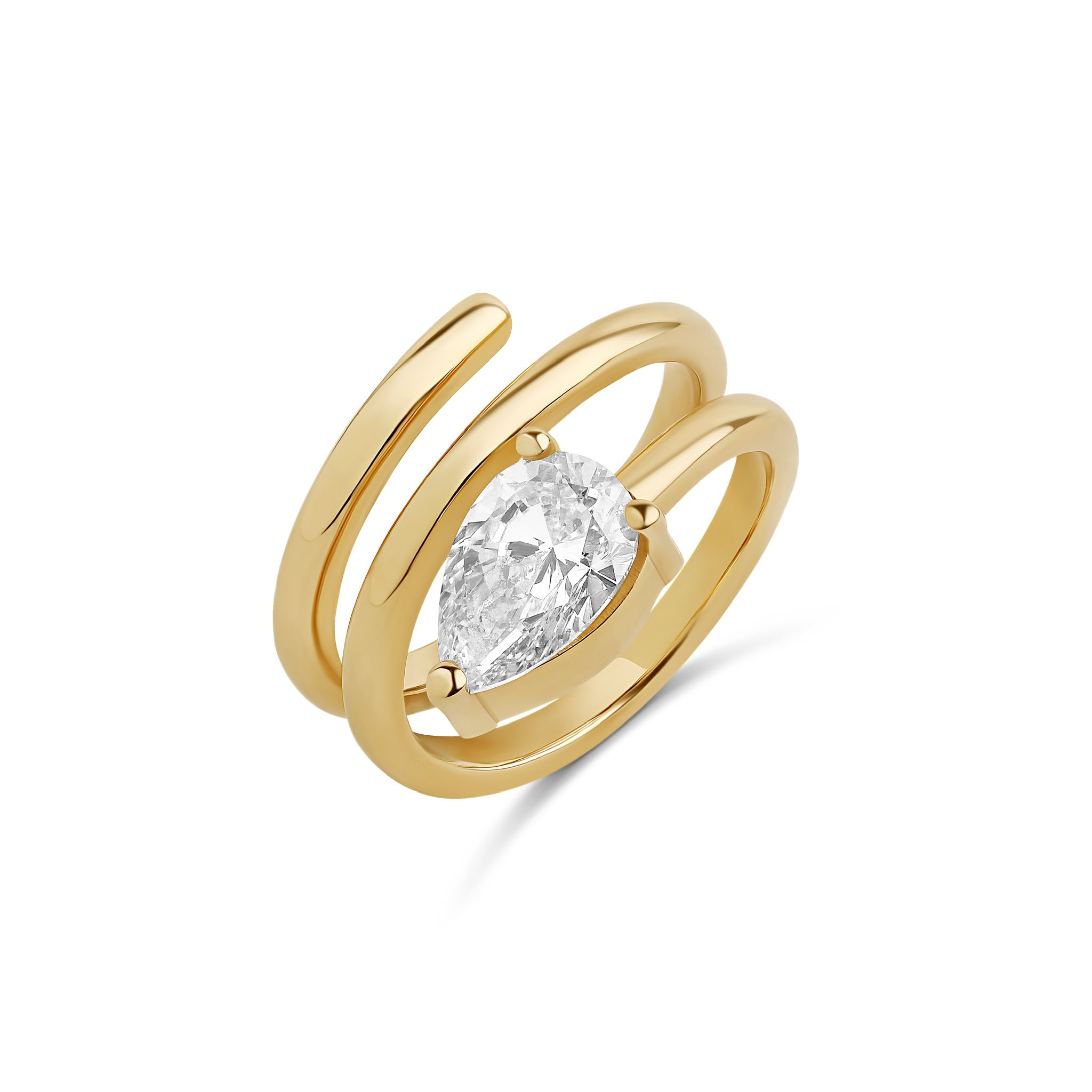 Spiral Pear Cut Lab Diamond Signet Ring