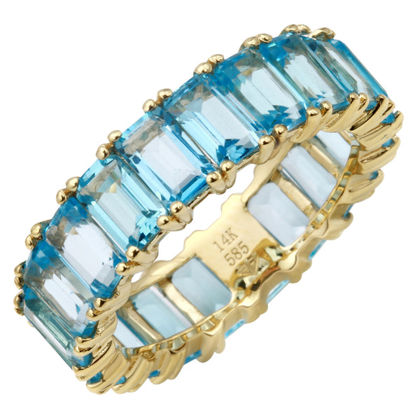 Blue Topaz Emerald hotsell Cut Eternity Band, Blue Topaz Full Eternity Ring, Yellow Gold Band, Gemstone Ring, Gift Idea, Wedding Band, Gift for Her