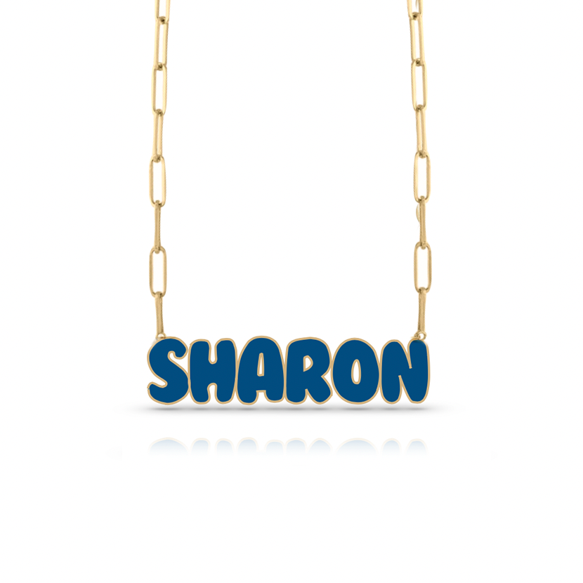 Custom Enamel Name Paperclip Necklace