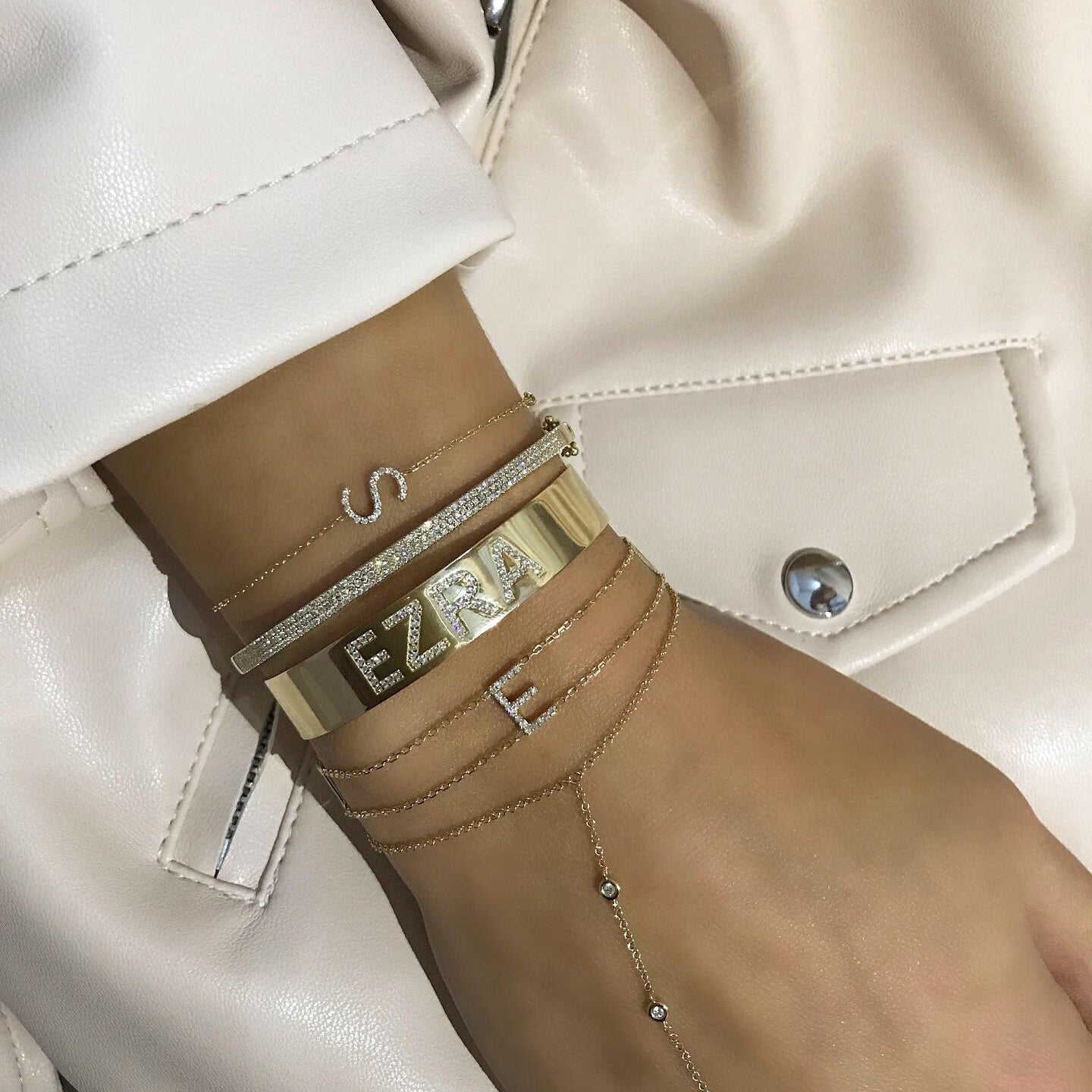 Double Chain Diamond Initial Bracelet – 770 Fine Jewelry